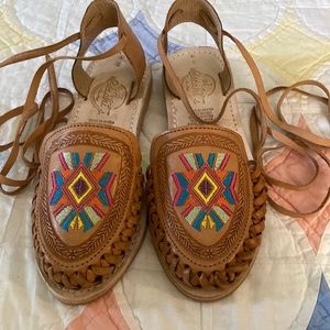 Hand made Mexican sandals- leather- size 6